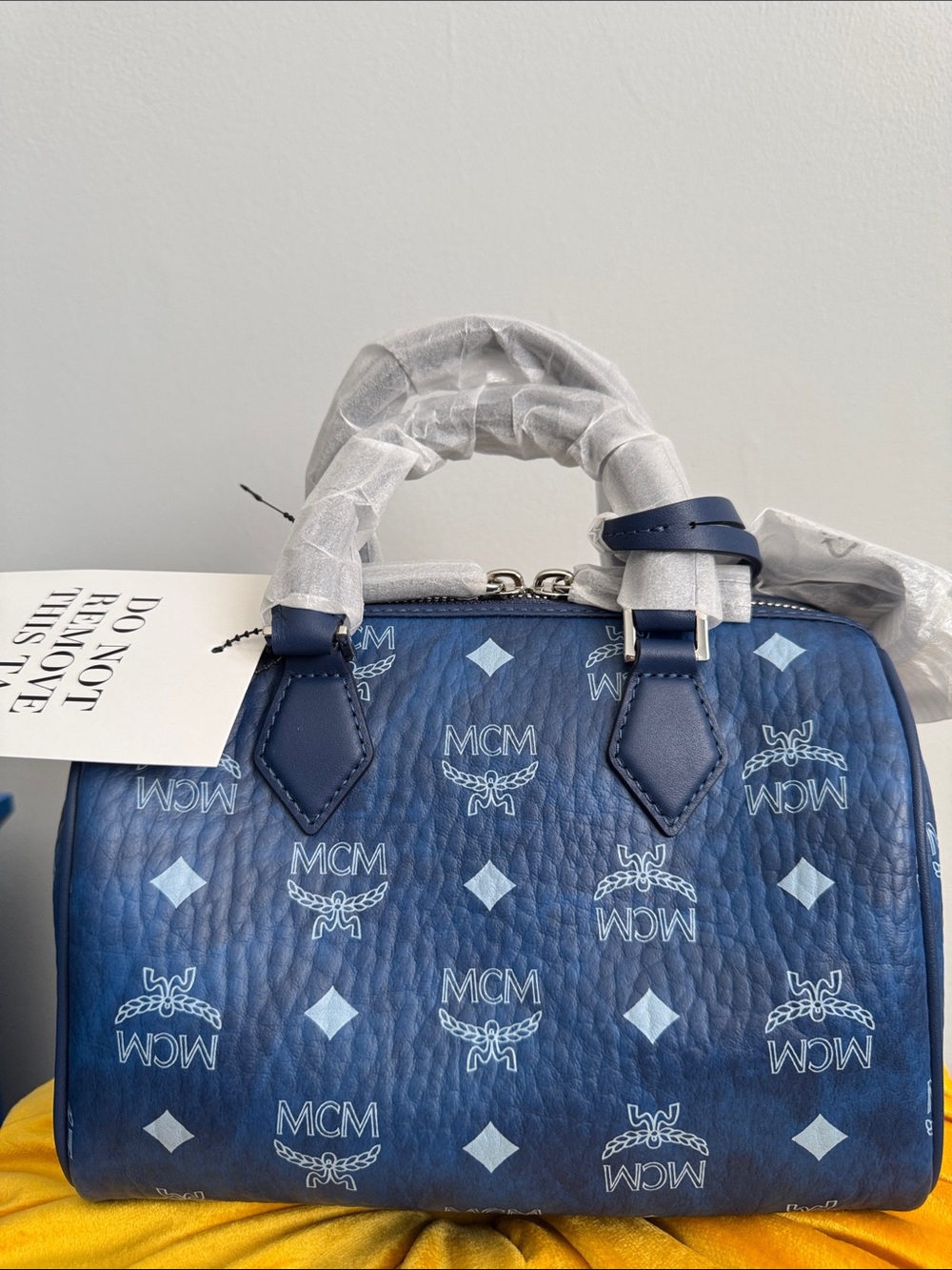 MCM Ella Boston Bag in Blue Visetos